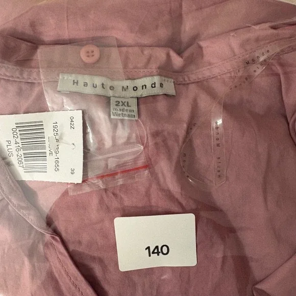 Haute Monde Women Blouse Top Pink Wrap Tie Long Sleeve Made in Vietnam Size 2XL - Picture 15 of 15
